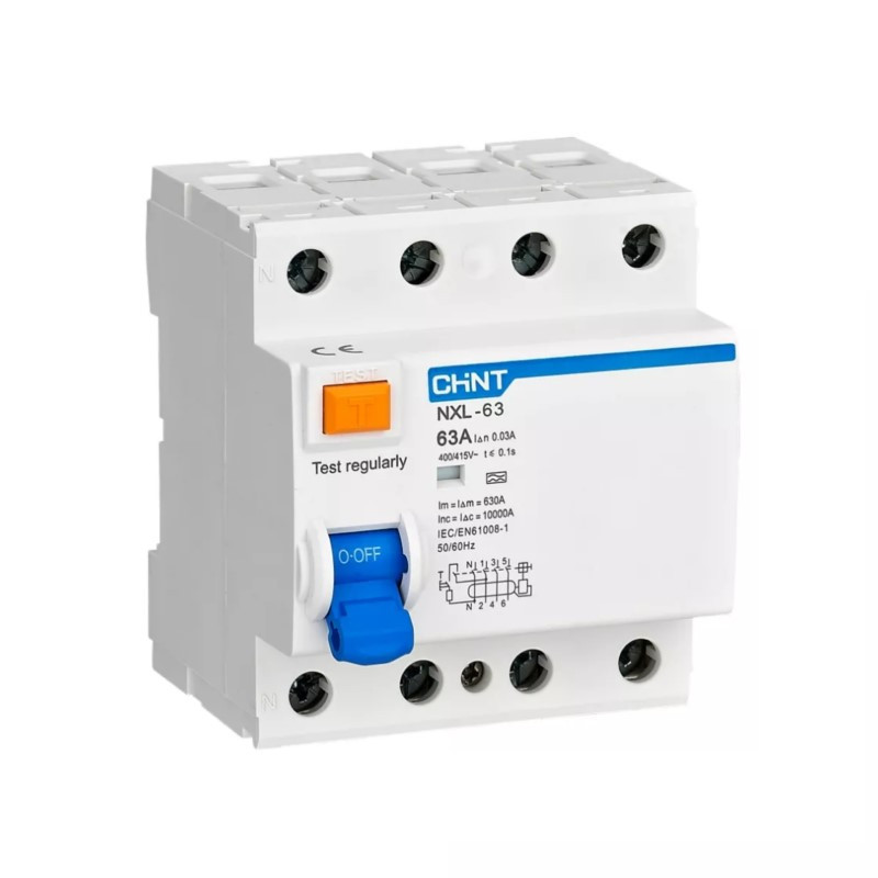 [NXL-63 4P 40A 30mA AC 6kA] Disyuntor Tetrapolar Chint  NXL-40A-30mA-Clase AC-6kA (NXL-63 4P 40A 30mA AC 6kA)