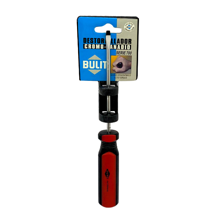 Destornillador cromo vanadio plano 4x100mm Bulit (DES 7PL 4X100)