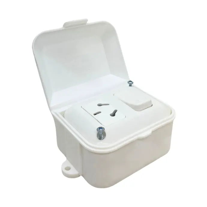 Linea exterior capsulada 1 toma 1 interruptor color blanco TAAD (LC-70900)