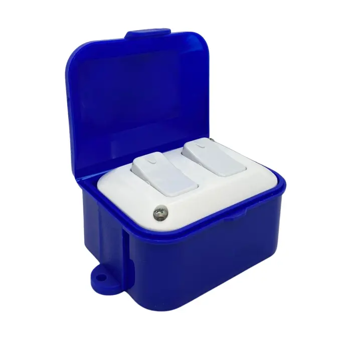 Linea exterior capsulada 2 interruptores color azul TAAD (LC-70703)