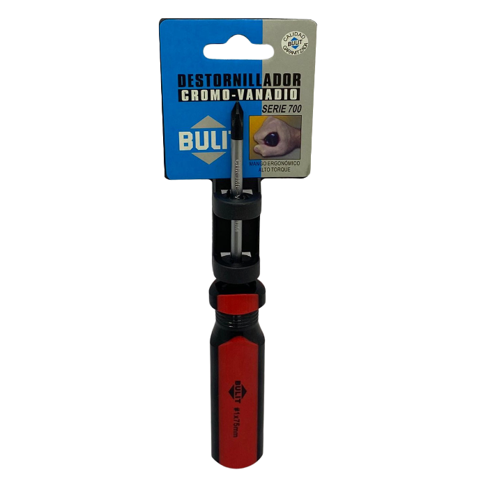 Destornillador cromo vanadio phillips 1x75mm Bulit (DES 7PH 1X75)