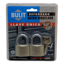 2 candados hermanados Bulit reforzados de acero niquelado (CDB AR 40x2)