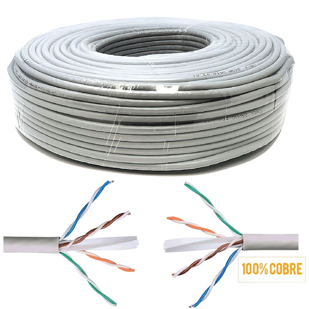 Cable UTP interior Factory (gris) 100% cobre Cat5e x Rollo 100m