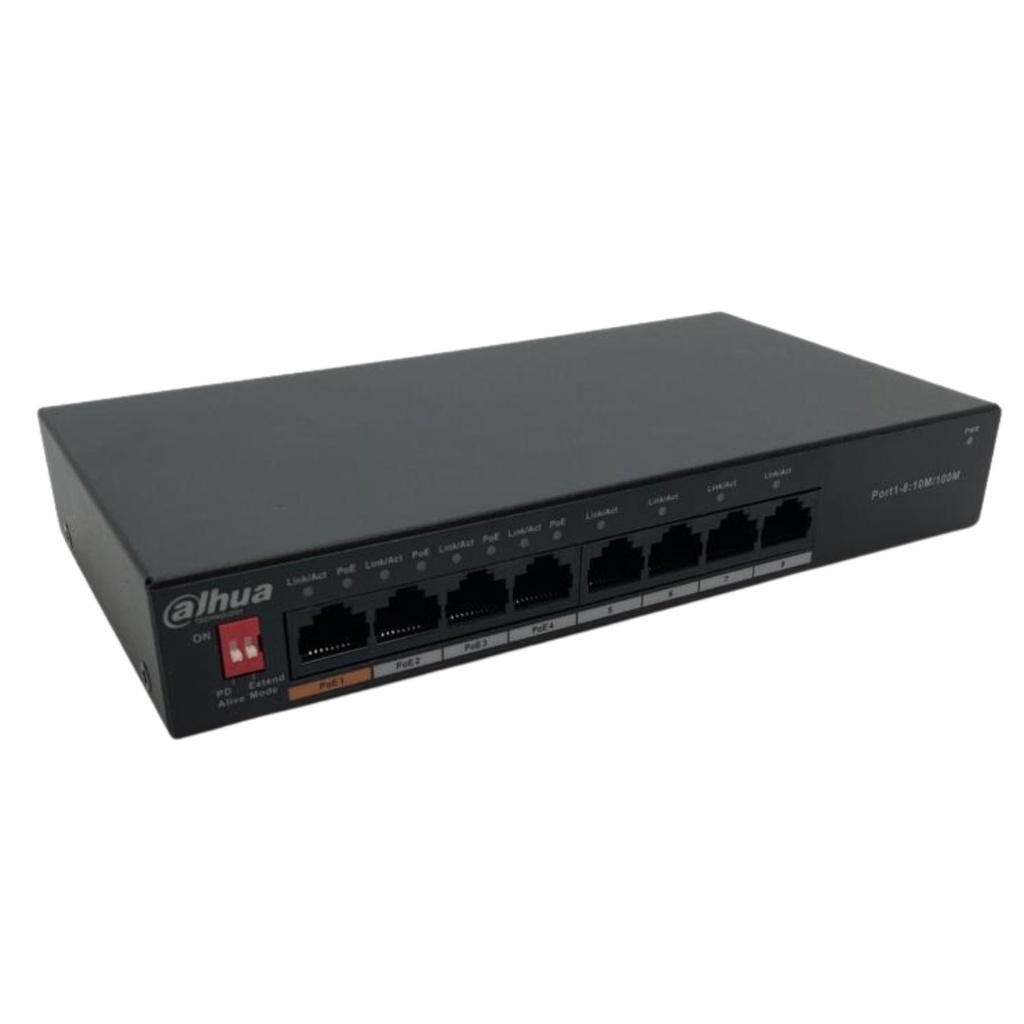 Switch PoE 4+4 Dahua 4 PoE + 4 ethernet (DH-PFS3008-8ET-60-V2)