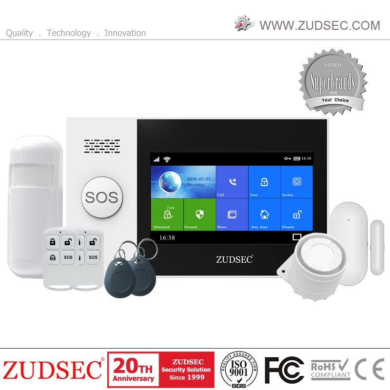 Kit Alarma Inalámbrica GSM WIFI Touch App Celular Zonas Cableadas e Inalambricas