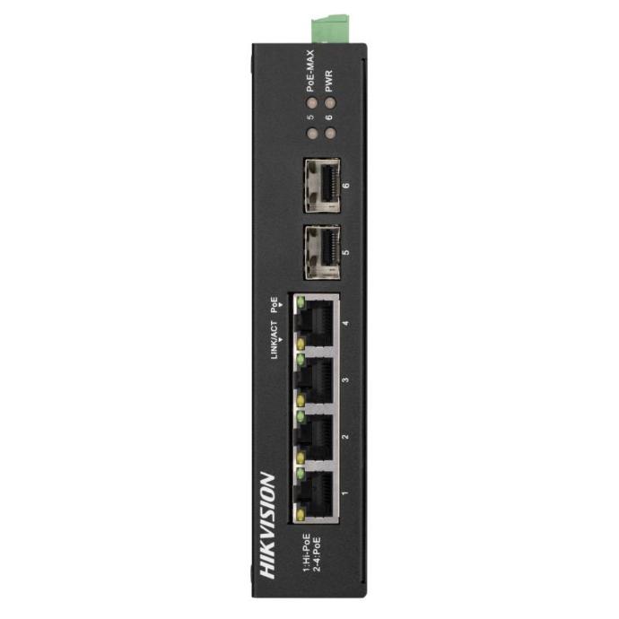 Switch PoE Hikvision 4 PoE+ 1 uplink+SFP watchdog potencia 65W (DS-3T0506HP-E/HS)