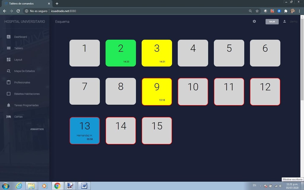 Sistema de gestión de salas de hospital