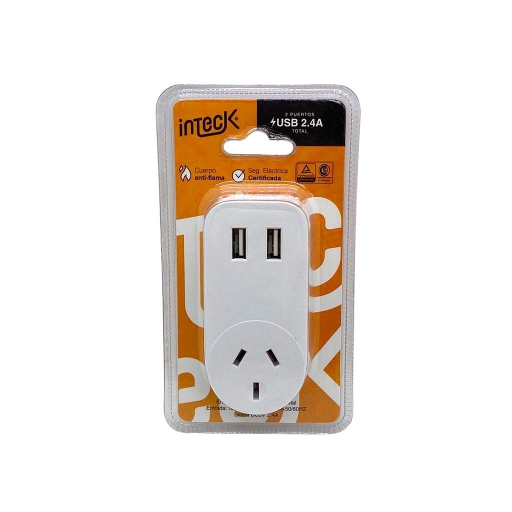 Enchufe con 2 USB salida 5V 2.4A con protector termico