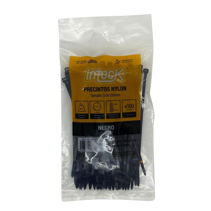 .oldPrecinto de nylon Inteck 3,6mmx15cm filtro uv negro x 100u