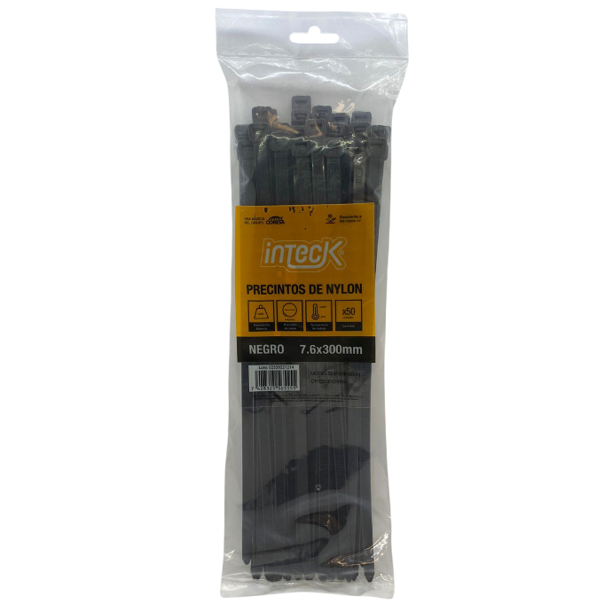 Precinto de nylon Inteck 7.6mmx30cm filtro UV negro x50u