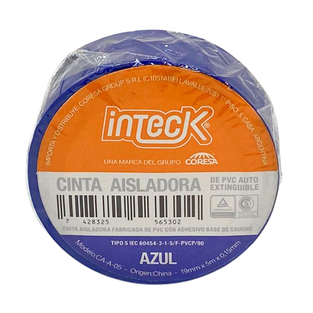 .oldCinta aisladora Inteck de PVC autoextinguible azul 5 metros