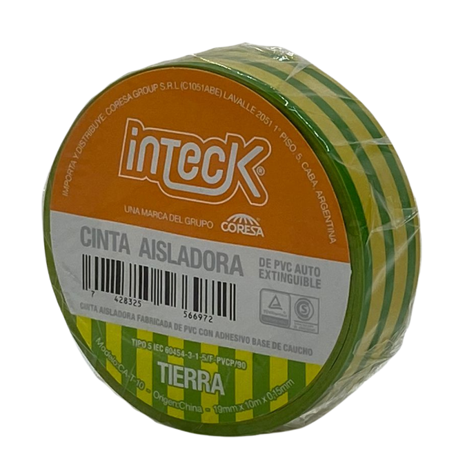.oldCinta aisladora Inteck de PVC autoextinguible tierra 10 metros