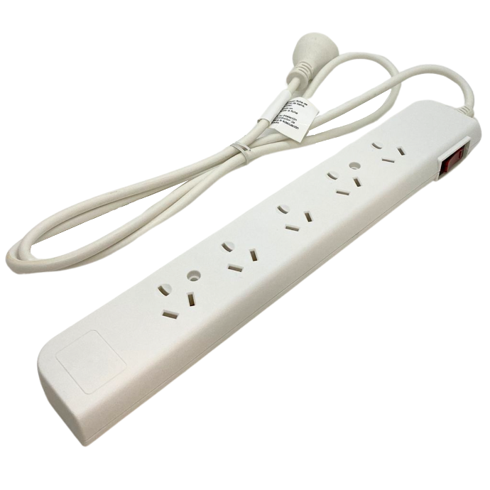 [PX5B-1.5] Zapatilla Inteck 5 tomas con cable y protector termico 1,5mts blanca