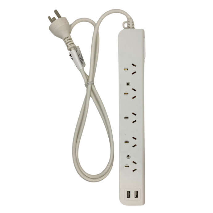 Zapatilla Inteck 5 tomas + 2 USB con cable 1,5mts y protector termico