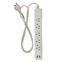 Zapatilla Inteck 5 tomas + 2 USB con cable 1,5mts y protector termico