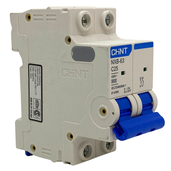 [NXB-63 2P C25 6kA] Termica Bipolar Chint 2x25A 6kA curva C Riel Din