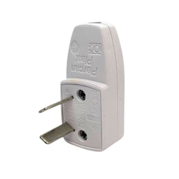 Ficha macho 10A dos polos blanca