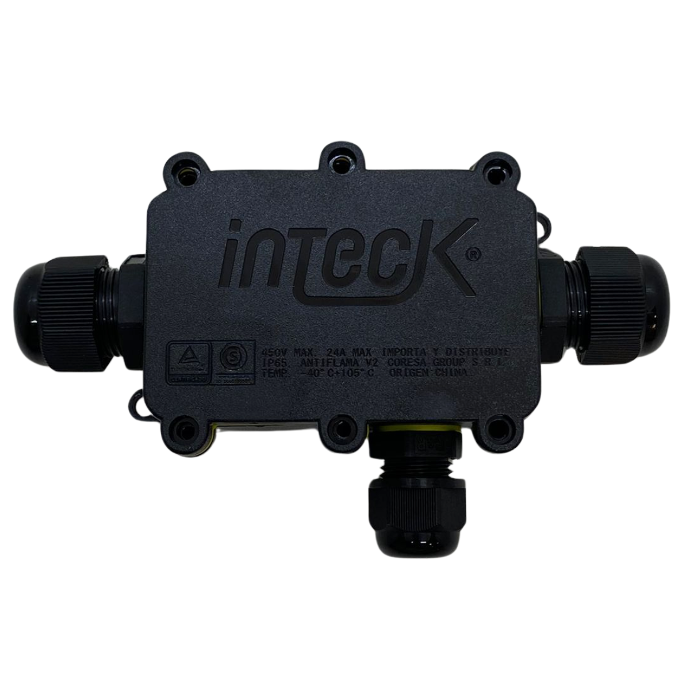 [CEE-IP65-X3] Caja estanca IP65 Inteck filtro UV antiflama 1 entrada 2 salidas
