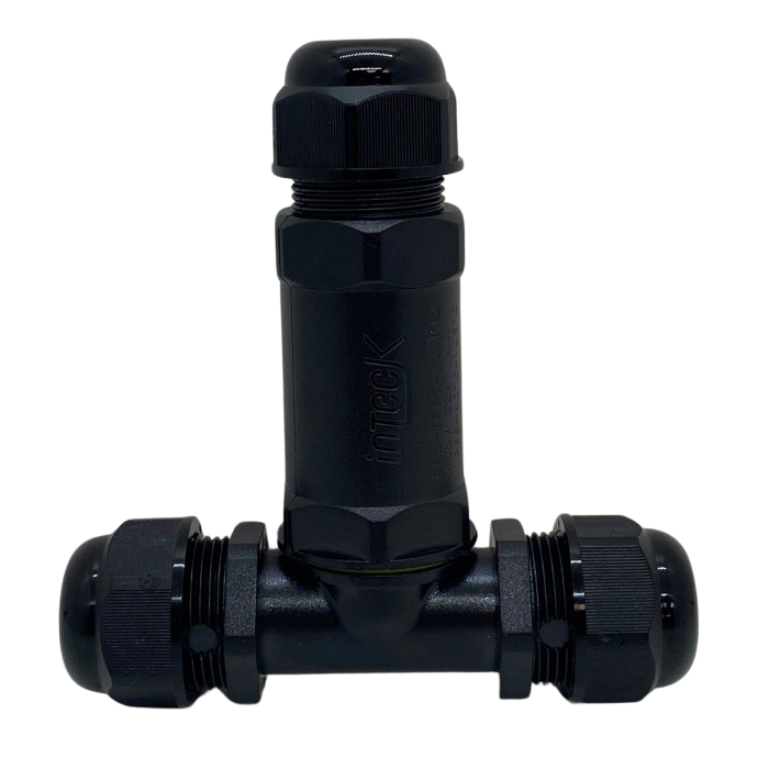 Ficha de empalme estanco Inteck IP65 1 entrada 3 salidas con filtro UV