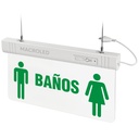 Cartel luminoso para baños Macroled cableado con autonomia de 3hs