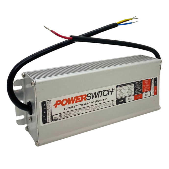 Fuente 12V 8A Powerswitch exterior IP67 (BG-100W-12V)