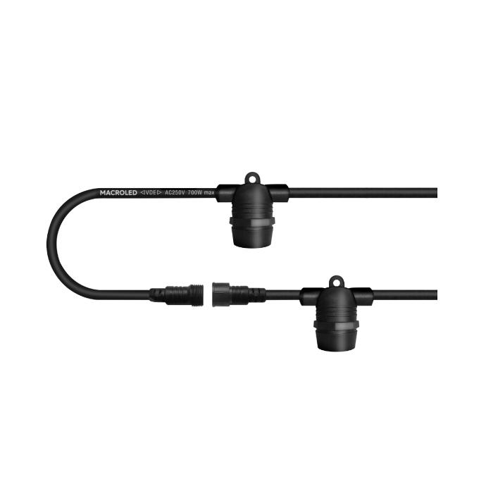 [GUIRC-10MT-E27] Guirnalda 10m Macroled negra E27 corto 20 conectores (GUIRC-10MT-E27)