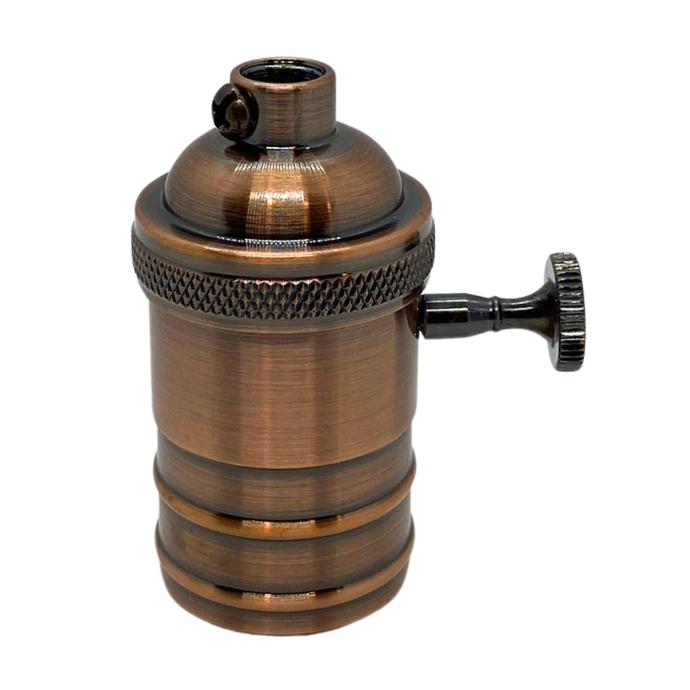 [PLV-VIN-P-E27-CO] Portalampara vintage Macroled E27 de aluminio con perilla color cobre (PLV-VIN-P-E27-CO)