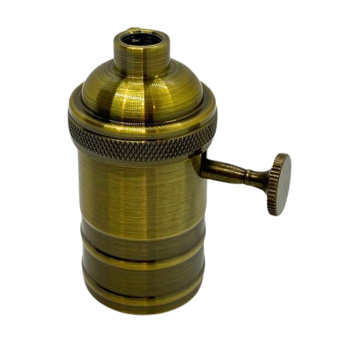 [PLV-VIN-P-E27-BB] Portalampara vintage Macroled E27 de aluminio con perilla color bronce brillante (PLV-VIN-P-E27-BB)