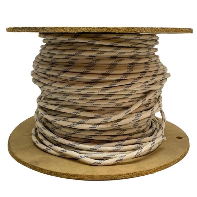 Cable textil Macroled 2x0.5mm carretel x100m 300V color manteca con gris (CAB-TEX-MG-100)