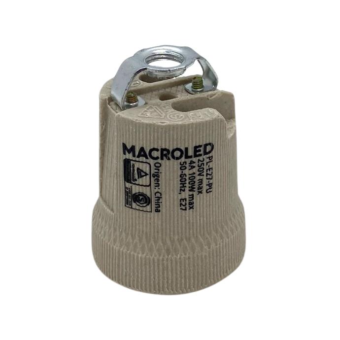 [PL-E27-PU] Portalampara ceramico Macroled E27 con puente (PL-E27-PU)