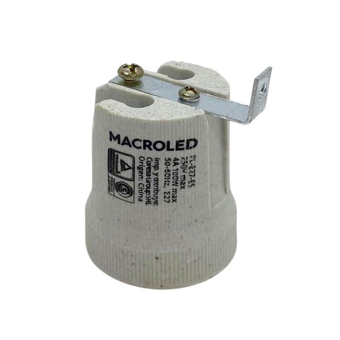 [PL-E27-ES] Portalampara ceramico Macroled E27 con escuadra (PL-E27-ES)