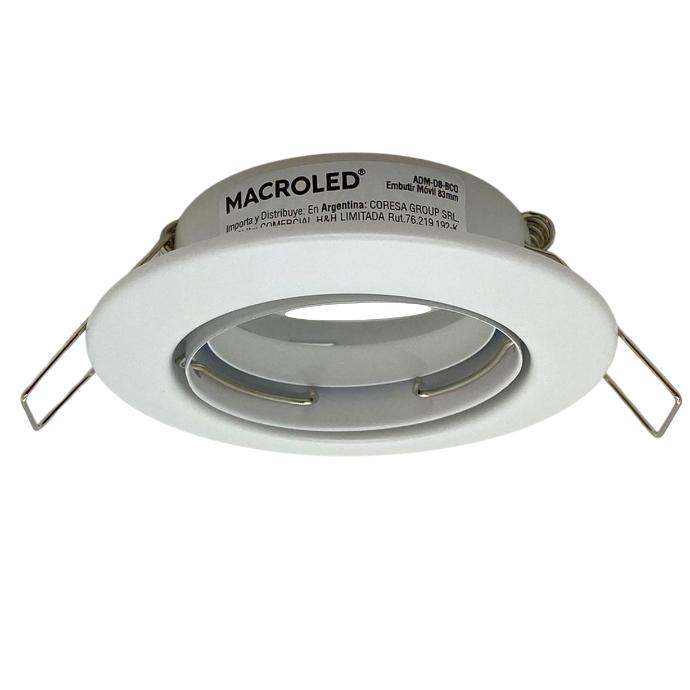 Aro de embutir Macroled para dicroica GU10 movil blanco 8cm  (ADM-D8-BCO)