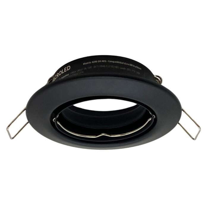 Aro de embutir Macroled para dicroica GU10 movil negro 8cm (ADM-D8-NEG)