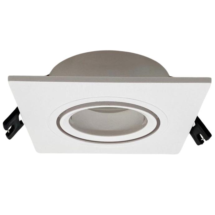 Artefacto de embutir cuadrado Macroled para dicroica GU10 blanco (AECD-X1-B-PC)
