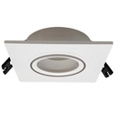 Artefacto de embutir cuadrado Macroled para dicroica GU10 blanco (AECD-X1-B-PC)