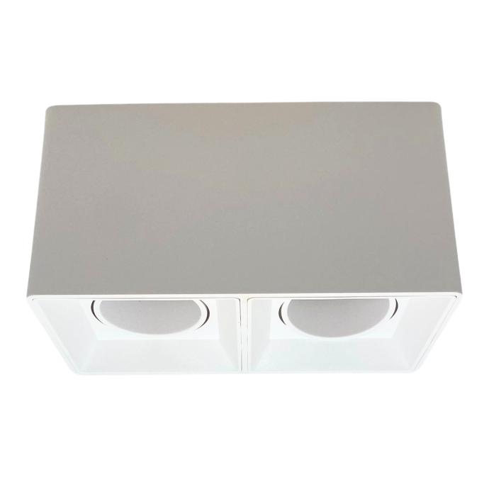 Plafon cuadrado Macroled para dos dicroicas GU10 movil blanco (APCDL-X2-B-PC)
