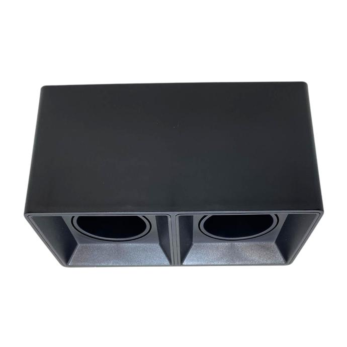 Plafón cuadrado Macroled para dos dicroicas GU10 móvil negro (APCDL-X2-N-PC)