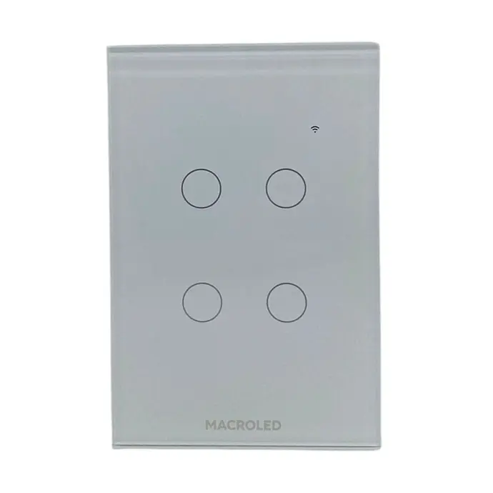 Tecla de pared smart Macroled tactil de 4 canales con capacitor blanco (TSX4B-CP)