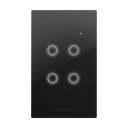 Tecla de pared smart Macroled tactil de 4 canales con capacitor negro (TSX4N-CP)