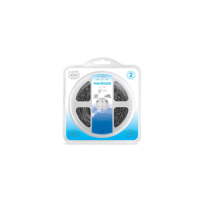 Tira LED 5m 2835 Macroled 300 LEDs 12V azul (B-C300-FW12-IP20)