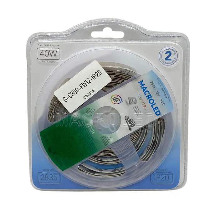 Tira LED 5m verde 2835 Macroled 300 LEDs 12V (G-C300-FW12-IP20)