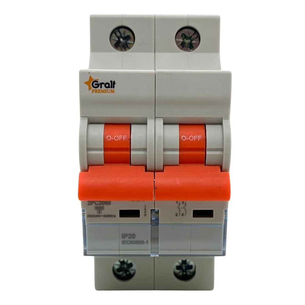 [TG-2P20A6KA] Termica Gralf 2P 20A 6KA Riel Din (EPB-63ME2PC2060)