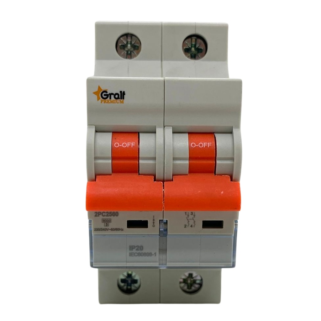 Termica Gralf 2P 25A 6KA Riel Din (EPB-63ME2PC2560)