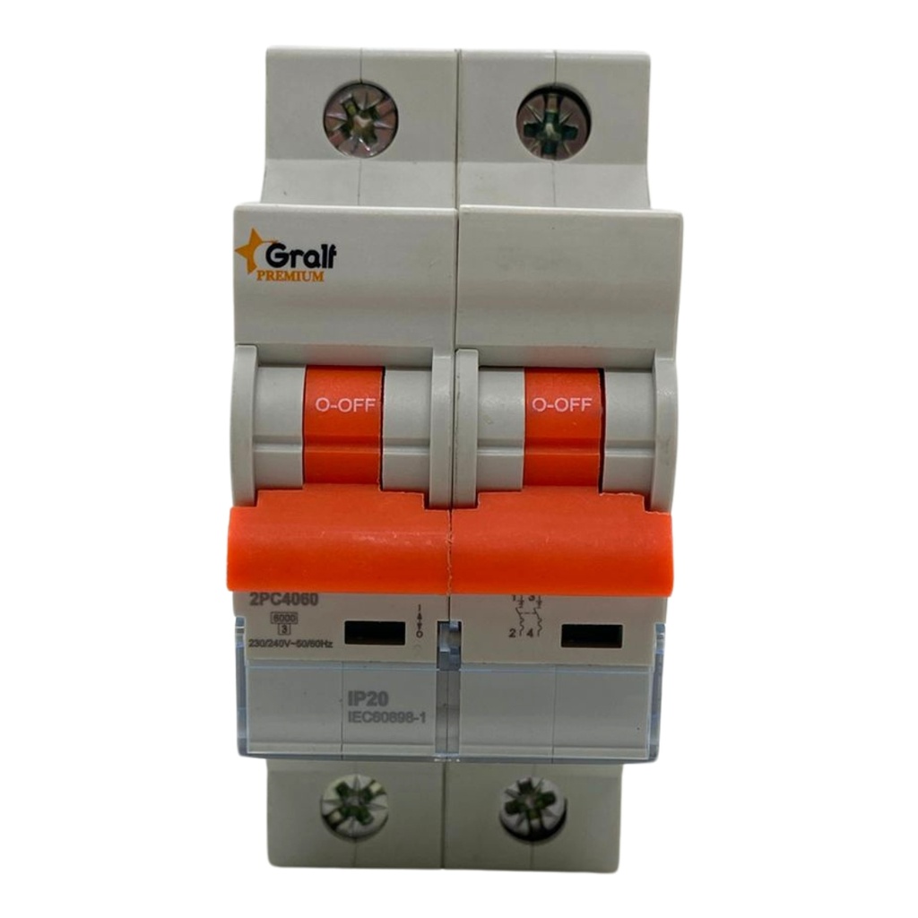 Termica Gralf 2P 40A 6KA Riel Din (EPB-63ME2PC4060)