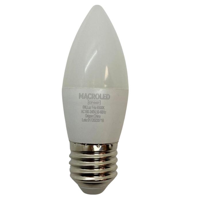 Foco vela C37 Macroled 6W E27 frio 6500K (C37-6-E27-CW)