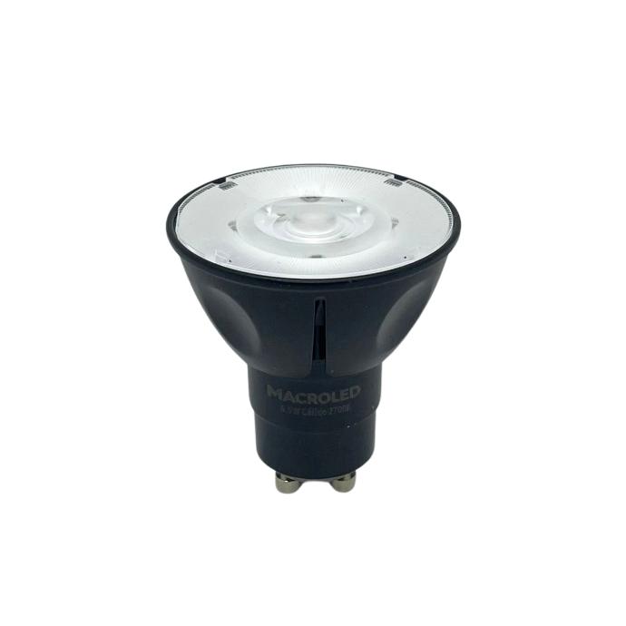 Dicroica Macroled COB GU10 6.5W aluminio negra dimerizable (PAR16-AL-6.5WDIM-24D-WW)