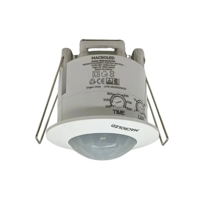 Sensor de movimiento para embutir Macroled blanco 6m de alcance (SMEB-360-6M-IP20)