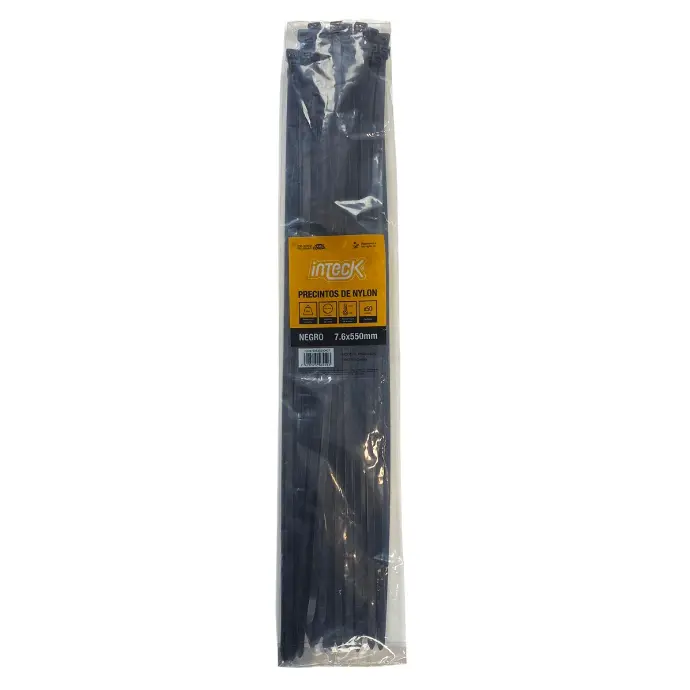 Precinto de nylon Inteck 7.6mmx55cm filtro uv negro x 50u