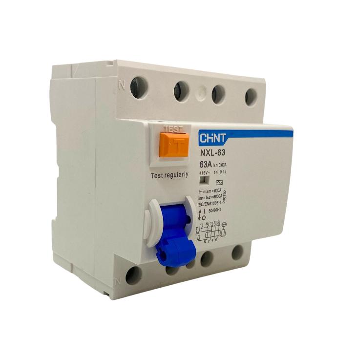 Disyuntor Diferencial Tetrapolar Chint 4x63A 30mA Clase AC 6kA Riel Din