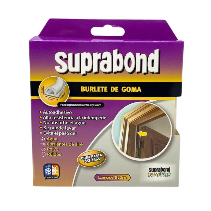 Burlete de goma Suprabond perfil P autoadhesivo 5,2m blanco (SLT P 5 B I)